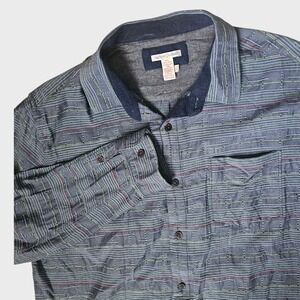 Carbon2Cobalt Striped Button Down Shirt Long Sleeve Casual Mens Size L